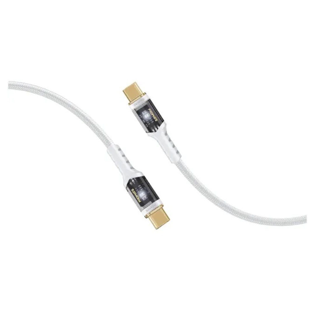 Promate LucidLine-CC200 USB-C Cable – 100W Power Delivery, 480Mbps, 2m, LED Light Price in Jordan Promate LucidLine-CC200 USB-C Cable – 100W Power Delivery, 480Mbps, 2m, LED Light - Buy Online in Jordan | OfficeJo