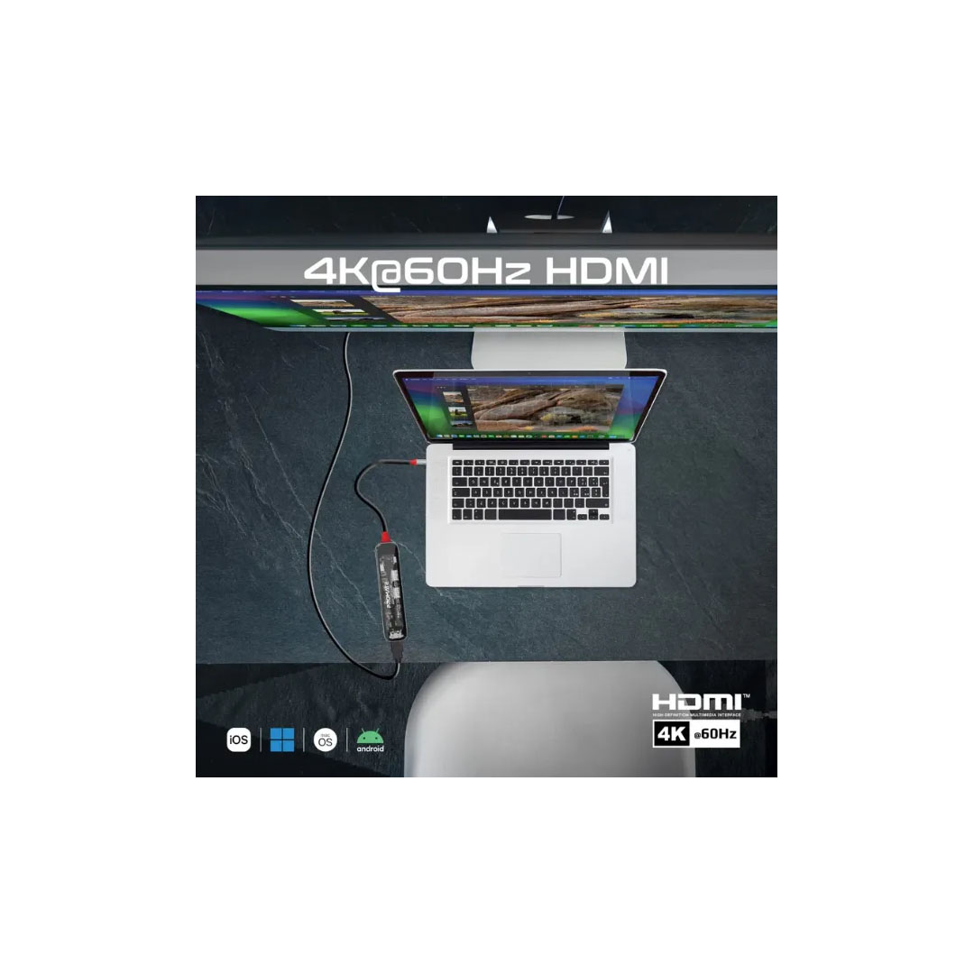 Promate TransHub-Lite USB-C Hub 7-in-1 – 100W PD, 4K@60Hz HDMI, 5Gbps Price in Jordan Promate TransHub-Lite USB-C Hub 7-in-1 – 100W PD, 4K@60Hz HDMI, 5Gbps - Buy Online in Jordan | OfficeJo