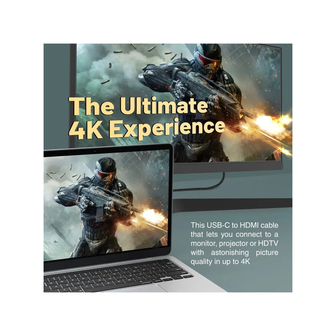 Promate USB-C to HDMI Cable – 4K@60Hz, 100W Power Delivery, 1.8M Price in Jordan Promate USB-C to HDMI Cable – 4K@60Hz, 100W Power Delivery, 1.8M - Buy Online in Jordan | OfficeJo