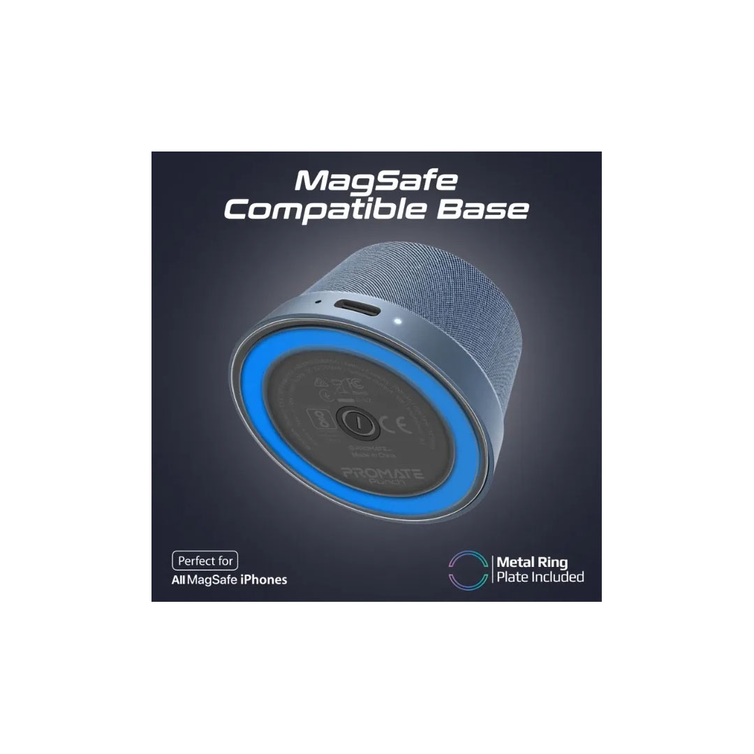 Promate Punch Mini Bluetooth Speaker – V5.3, 3W, MagSafe Base, 12H Playtime Price in Jordan Promate Punch Mini Bluetooth Speaker – V5.3, 3W, MagSafe Base, 12H Playtime - Buy Online in Jordan | OfficeJo