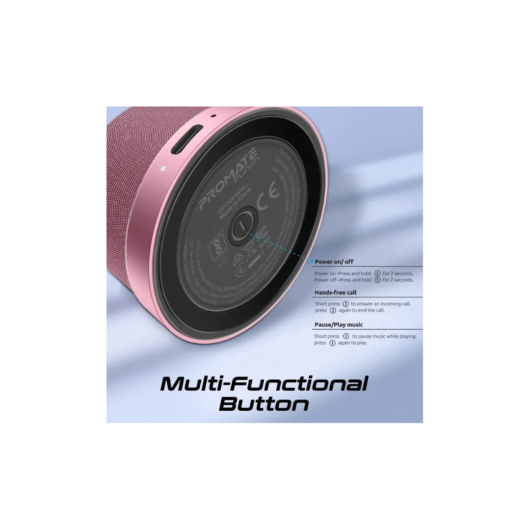 Promate Punch.Pink Bluetooth Speaker – V5.3, 3W, 12H Playtime, MagSafe Base Price in Jordan Promate Punch.Pink Bluetooth Speaker – V5.3, 3W, 12H Playtime, MagSafe Base - Buy Online in Jordan | OfficeJo