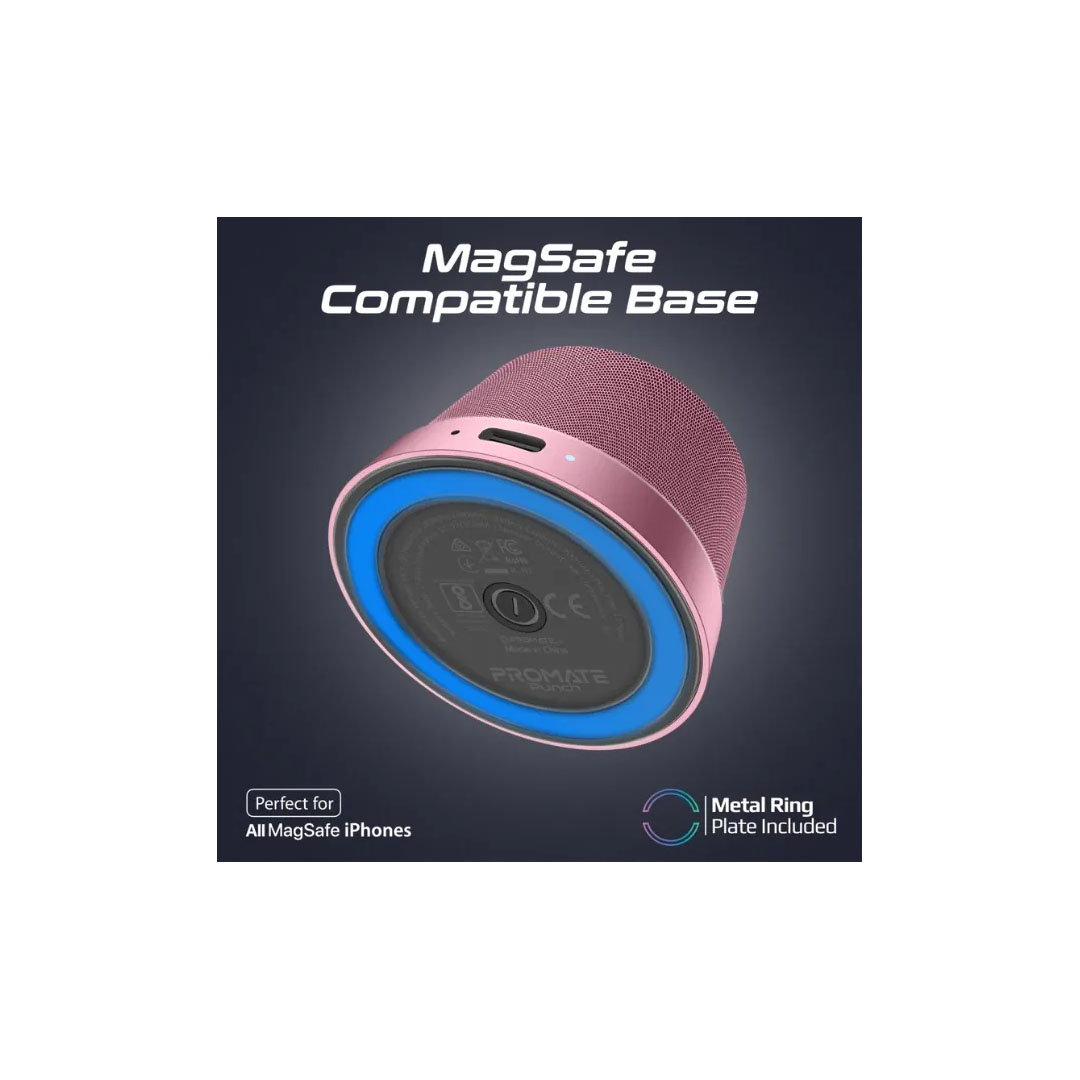 Promate Punch.Pink Bluetooth Speaker – V5.3, 3W, 12H Playtime, MagSafe Base Price in Jordan Promate Punch.Pink Bluetooth Speaker – V5.3, 3W, 12H Playtime, MagSafe Base - Buy Online in Jordan | OfficeJo