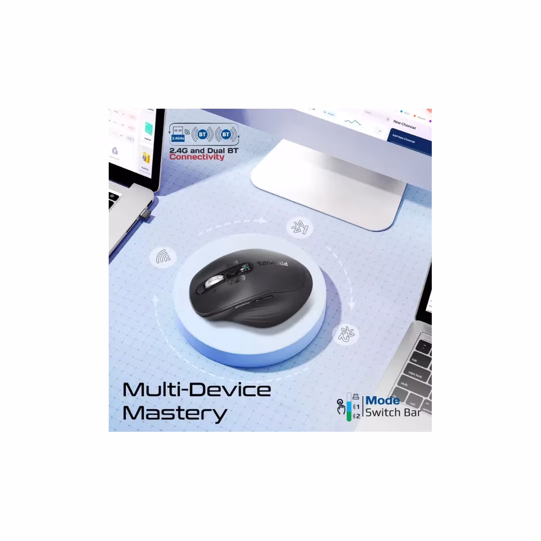 Promate SamoTri Wireless Mouse – Tri-Connect, BT 5.0, 3200 DPI, Rechargeable Price in Jordan Promate SamoTri Wireless Mouse – Tri-Connect, BT 5.0, 3200 DPI, Rechargeable - Buy Online in Jordan | OfficeJo