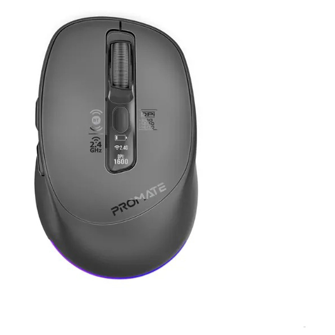 Promate Blix-3M Silent Rechargeable Mouse – Triple-Mode, 1600DPI, BT5.1, OLED Display Price in Jordan Promate Blix-3M Silent Rechargeable Mouse – Triple-Mode, 1600DPI, BT5.1, OLED Display - Buy Online in Jordan | OfficeJo