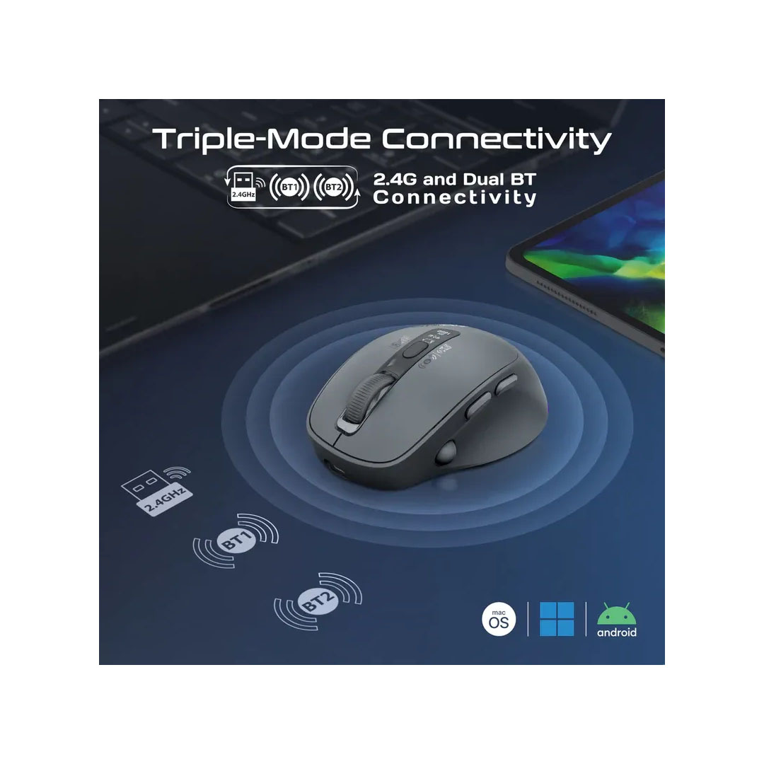 Promate Blix-3M Silent Rechargeable Mouse – Triple-Mode, 1600DPI, BT5.1, OLED Display Price in Jordan Promate Blix-3M Silent Rechargeable Mouse – Triple-Mode, 1600DPI, BT5.1, OLED Display - Buy Online in Jordan | OfficeJo