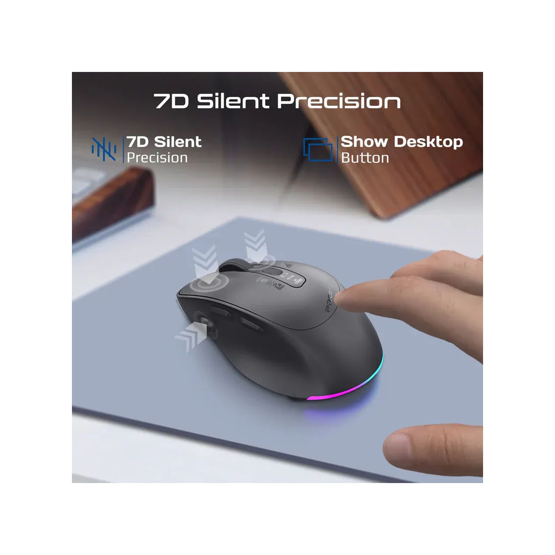 Promate Blix-3M Silent Rechargeable Mouse – Triple-Mode, 1600DPI, BT5.1, OLED Display Price in Jordan Promate Blix-3M Silent Rechargeable Mouse – Triple-Mode, 1600DPI, BT5.1, OLED Display - Buy Online in Jordan | OfficeJo