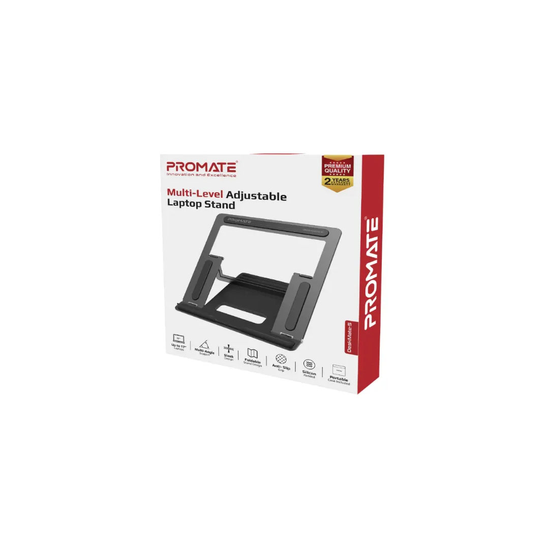 Promate DeskMate-5 Adjustable Laptop Stand – Multi-Level, Aluminium, Lightweight Price in Jordan Promate DeskMate-5 Adjustable Laptop Stand – Multi-Level, Aluminium, Lightweight - Buy Online in Jordan | OfficeJo