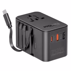 Promate TripMate-GaN70R Multi-Port Travel Adapter – 70W GaN, Retractable USB-C, Universal Socket Price in Jordan Promate TripMate-GaN70R Multi-Port Travel Adapter – 70W GaN, Retractable USB-C, Universal Socket - Buy Online in Jordan | OfficeJo