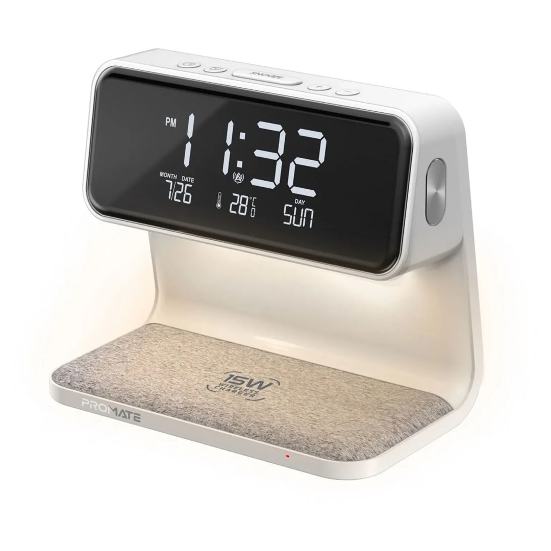 Promate Lumix LED Alarm Clock – 15W Wireless Charger, 3 LED Modes, 1.2m Cable Price in Jordan Promate Lumix LED Alarm Clock – 15W Wireless Charger, 3 LED Modes, 1.2m Cable - Buy Online in Jordan | OfficeJo