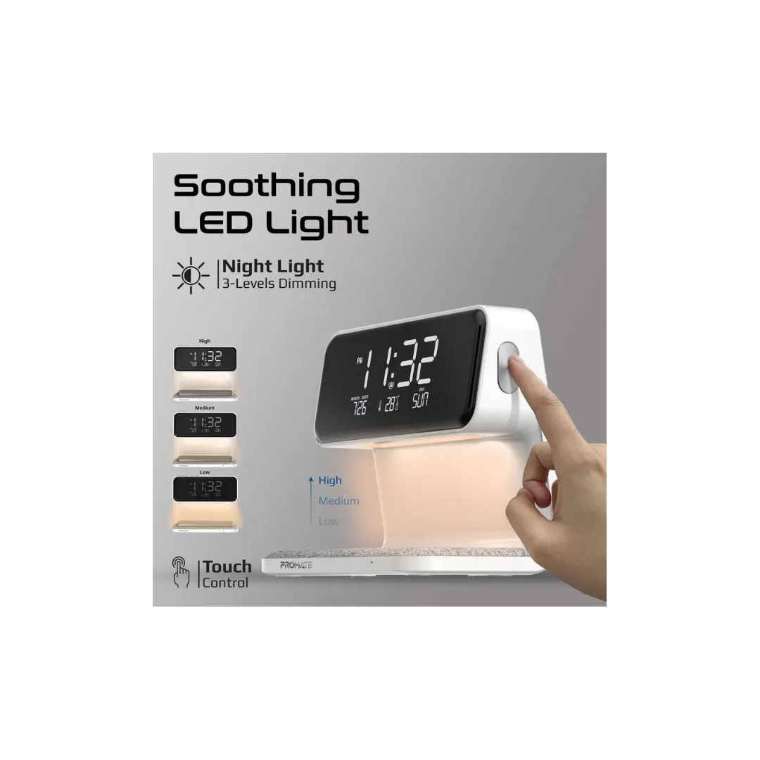 Promate Lumix LED Alarm Clock – 15W Wireless Charger, 3 LED Modes, 1.2m Cable Price in Jordan Promate Lumix LED Alarm Clock – 15W Wireless Charger, 3 LED Modes, 1.2m Cable - Buy Online in Jordan | OfficeJo