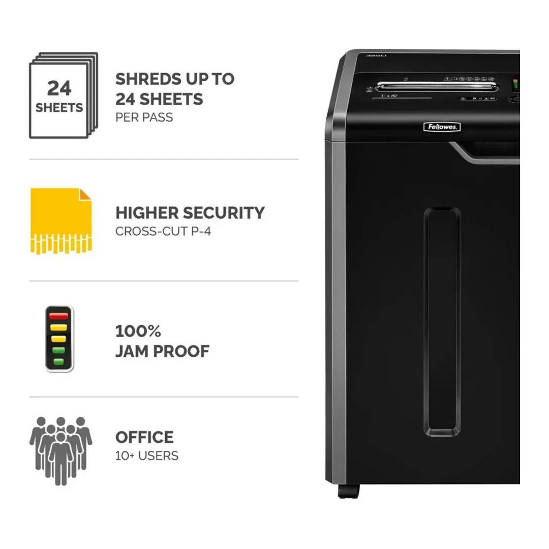 Fellowes Powershred 325Ci Cross-Cut Shredder – 22 Sheets, P-4 Security, Jam Proof, 22-Gallon Bin Price in Jordan Fellowes Powershred 325Ci Cross-Cut Shredder – 22 Sheets, P-4 Security, Jam Proof, 22-Gallon Bin - Buy Online in Jordan | OfficeJo