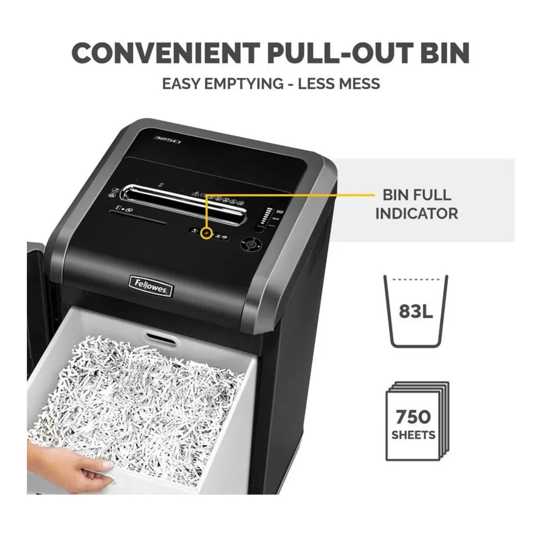 Fellowes Powershred 325Ci Cross-Cut Shredder – 22 Sheets, P-4 Security, Jam Proof, 22-Gallon Bin Price in Jordan Fellowes Powershred 325Ci Cross-Cut Shredder – 22 Sheets, P-4 Security, Jam Proof, 22-Gallon Bin - Buy Online in Jordan | OfficeJo