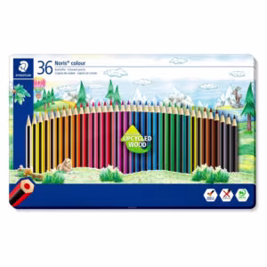 Staedtler Colored Pencils Metal Box Set of 36 – Hexagonal, Upcycled Wood, Noris Stripe - Buy Online in Jordan | OfficeJo