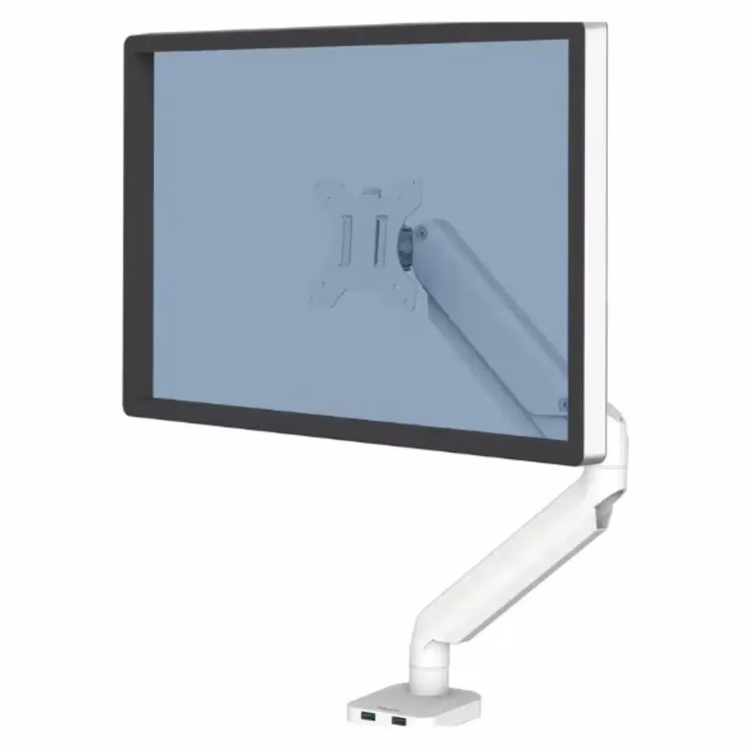 Fellowes Platinum Series Single Adjustable Monitor Arm – 45cm Height, 42cm Reach, Up to 8kg, White Price in Jordan Fellowes Platinum Series Single Adjustable Monitor Arm – 45cm Height, 42cm Reach, Up to 8kg, White - Buy Online in Jordan | OfficeJo