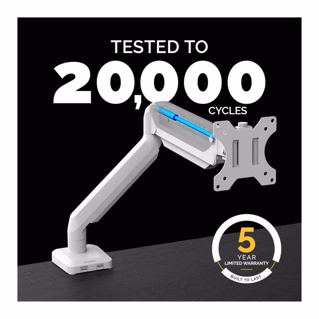 Fellowes Platinum Series Single Adjustable Monitor Arm – 45cm Height, 42cm Reach, Up to 8kg, White Price in Jordan Fellowes Platinum Series Single Adjustable Monitor Arm – 45cm Height, 42cm Reach, Up to 8kg, White - Buy Online in Jordan | OfficeJo