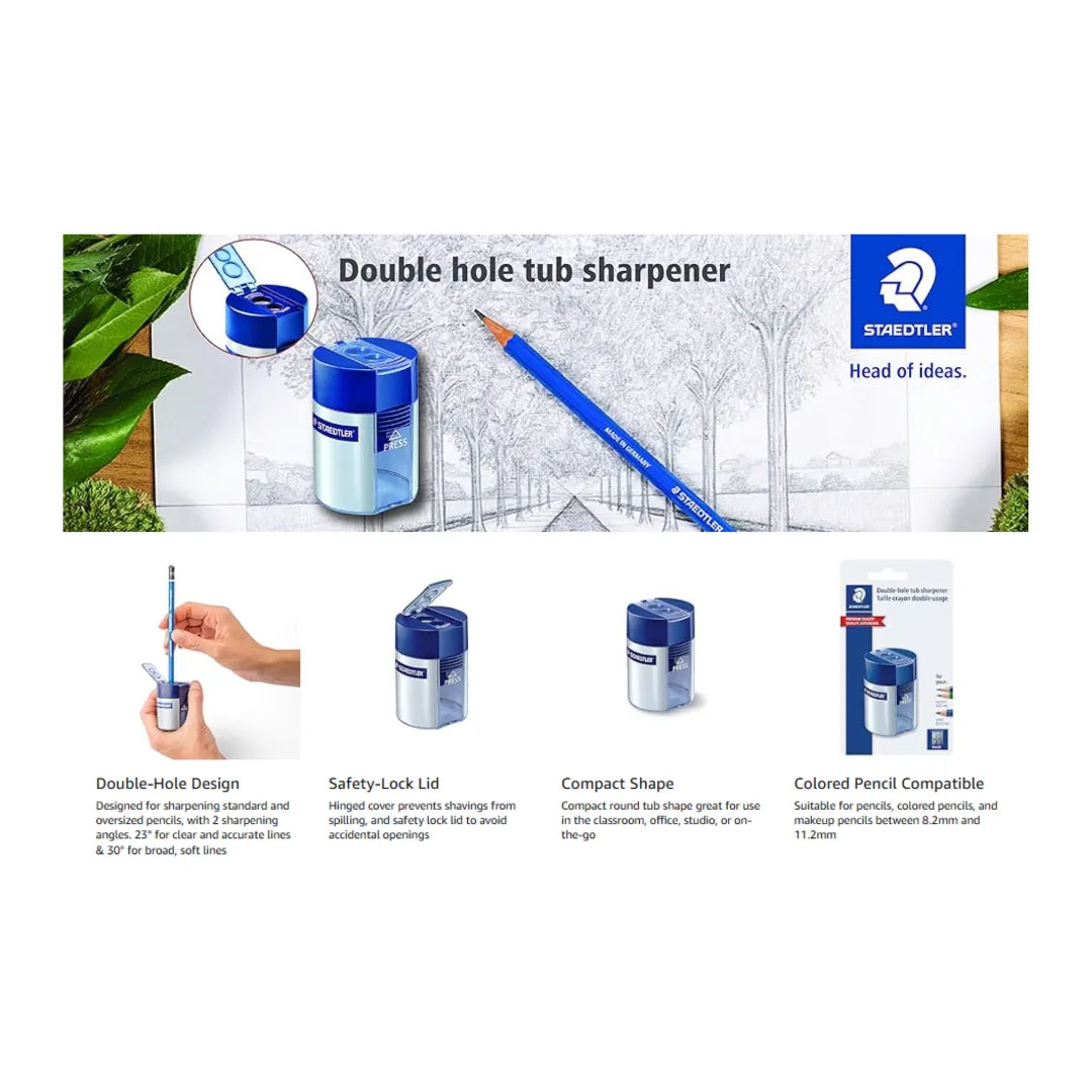 Staedtler Pencil Sharpener with Tank 511 06 – 8.2mm, 23° Sharpening Angle, Metal Insert Price in Jordan Staedtler Pencil Sharpener with Tank 511 06 – 8.2mm, 23° Sharpening Angle, Metal Insert - Buy Online in Jordan | OfficeJo