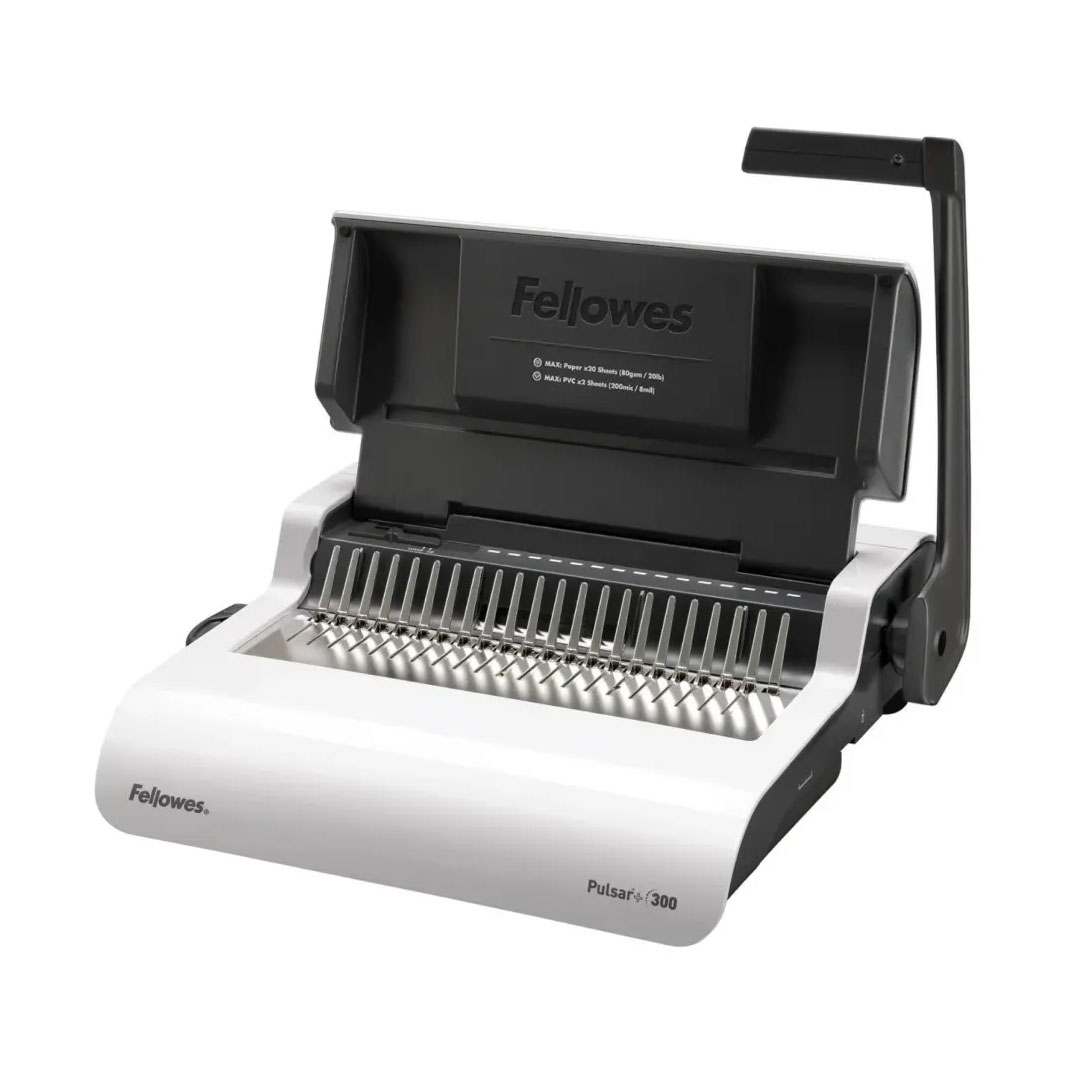 Fellowes Pulsar Comb Binding Machine – 17 Sheet Punch, 300 Sheet Binding, 38mm Max Comb Price in Jordan Fellowes Pulsar Comb Binding Machine – 17 Sheet Punch, 300 Sheet Binding, 38mm Max Comb - Buy Online in Jordan | OfficeJo