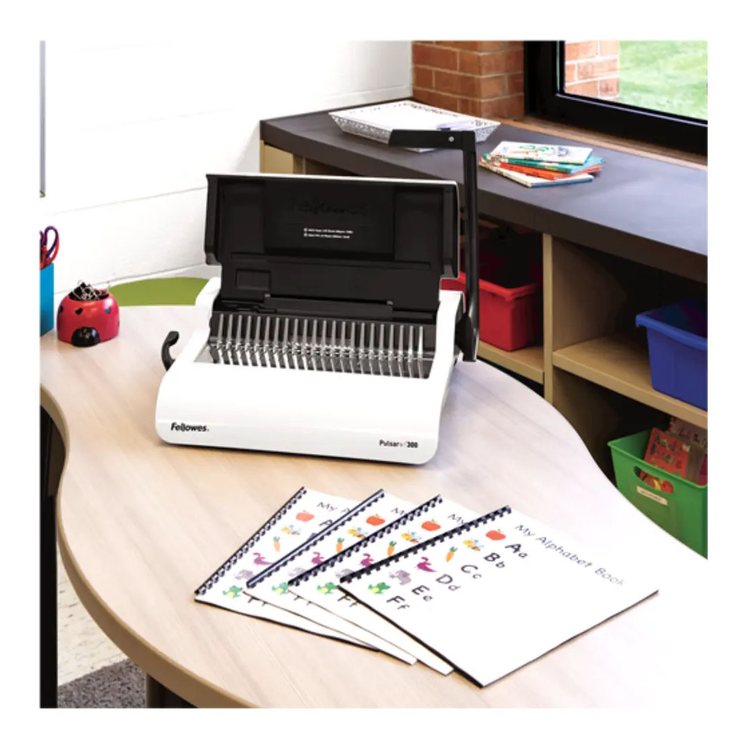 Fellowes Pulsar Comb Binding Machine – 17 Sheet Punch, 300 Sheet Binding, 38mm Max Comb Price in Jordan Fellowes Pulsar Comb Binding Machine – 17 Sheet Punch, 300 Sheet Binding, 38mm Max Comb - Buy Online in Jordan | OfficeJo