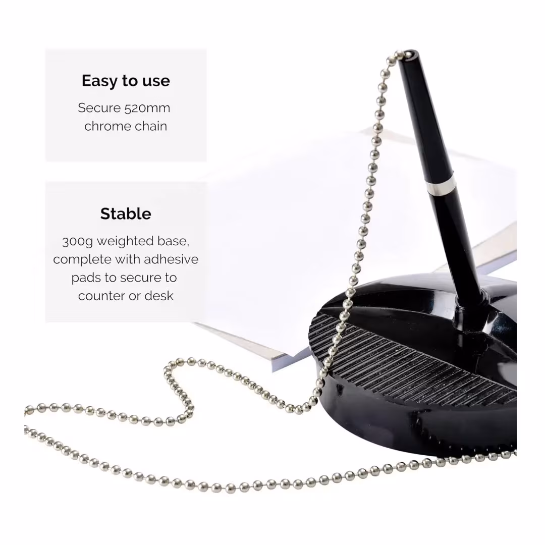 Fellowes Ball Point Pen with Stand – Microban Protection, 520mm Chain, 300g Weighted Base Price in Jordan Fellowes Ball Point Pen with Stand – Microban Protection, 520mm Chain, 300g Weighted Base - Buy Online in Jordan | OfficeJo