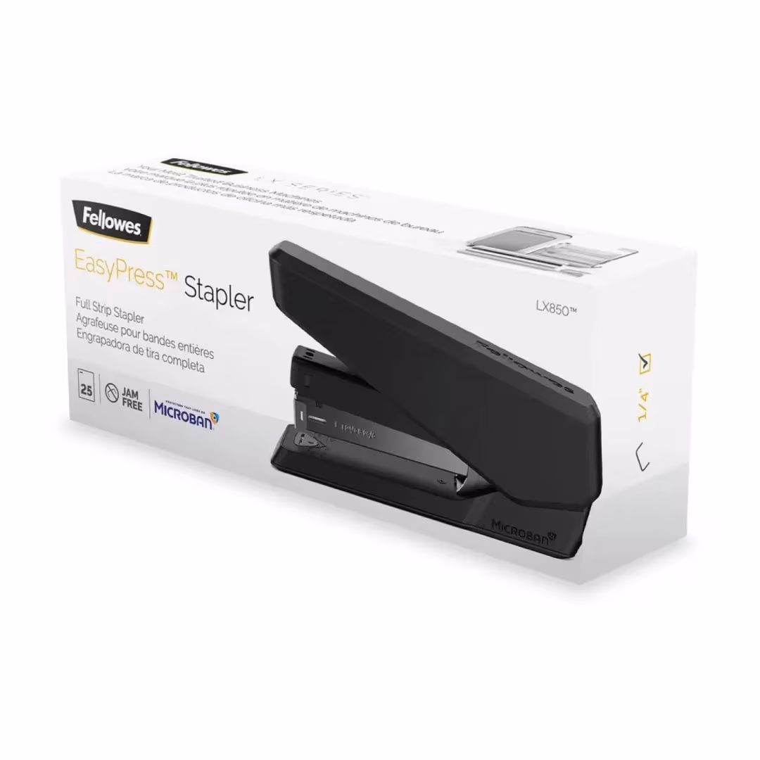Fellowes LX850 EasyPress Full Strip Stapler – 25-Sheet, Jam-Free, Microban Antimicrobial Price in Jordan Fellowes LX850 EasyPress Full Strip Stapler – 25-Sheet, Jam-Free, Microban Antimicrobial - Buy Online in Jordan | OfficeJo