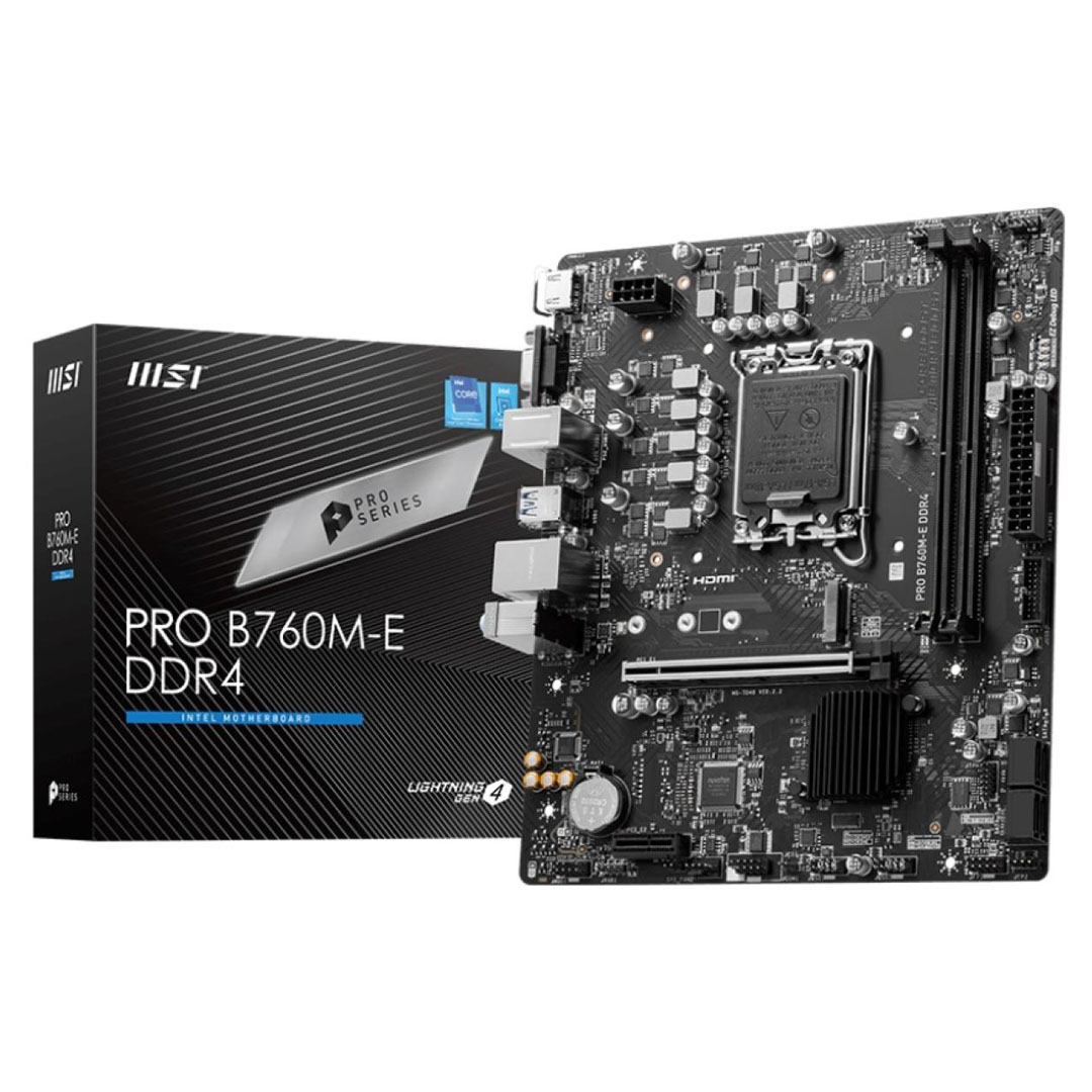 MSI PRO B760M-E: mATX Gaming Motherboard, Intel 13th 12th Series, LGA 1700/DDR4/PCIe 4.0/1xM.2 Price in Jordan MSI PRO B760M-E: mATX Gaming Motherboard, Intel 13th 12th Series, LGA 1700/DDR4/PCIe 4.0/1xM.2 - Buy Online in Jordan | OfficeJo