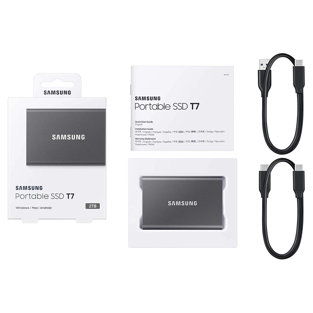 Samsung T7 2TB: Portable SSD USB 3.2 | Up to 1050MB/s | Grey Price in Jordan Samsung T7 2TB: Portable SSD USB 3.2 | Up to 1050MB/s | Grey - Buy Online in Jordan | OfficeJo