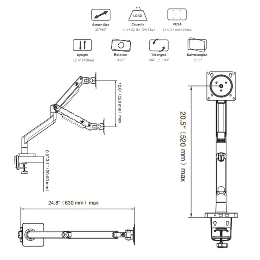 NB North Bayou G45 Monitor Arm – Full Motion Gas Spring for 22-40 Monitors Price in Jordan NB North Bayou G45 Monitor Arm – Full Motion Gas Spring for 22-40 Monitors - Buy Online in Jordan | OfficeJo