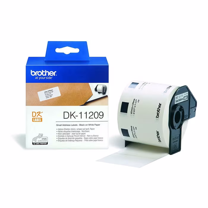 Brother DK-11209 Original 29mm x 62mm Black on White P-Touch Labels x800 Price in Jordan Brother DK-11209 Original 29mm x 62mm Black on White P-Touch Labels x800 - Buy Online in Jordan | OfficeJo