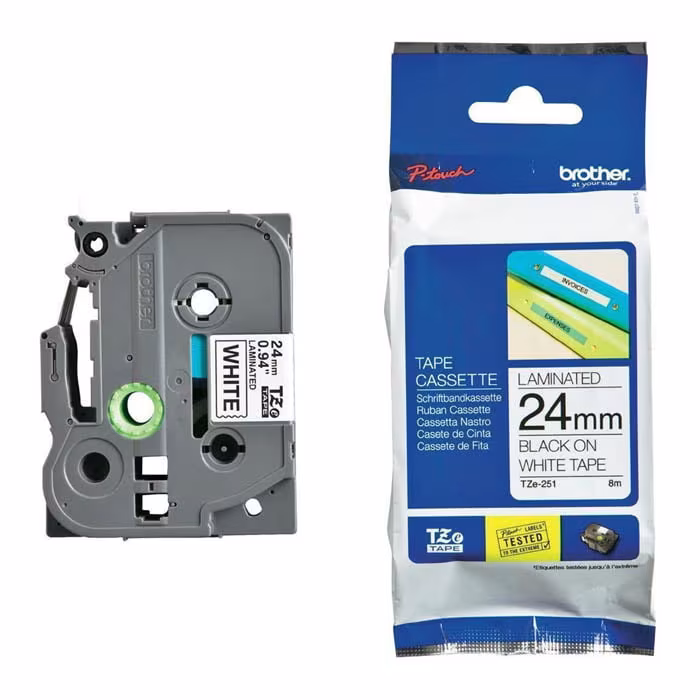 Brother TZE-251 Original P-Touch Black On White Tape 24mm x 8m Price in Jordan Brother TZE-251 Original P-Touch Black On White Tape 24mm x 8m - Buy Online in Jordan | OfficeJo