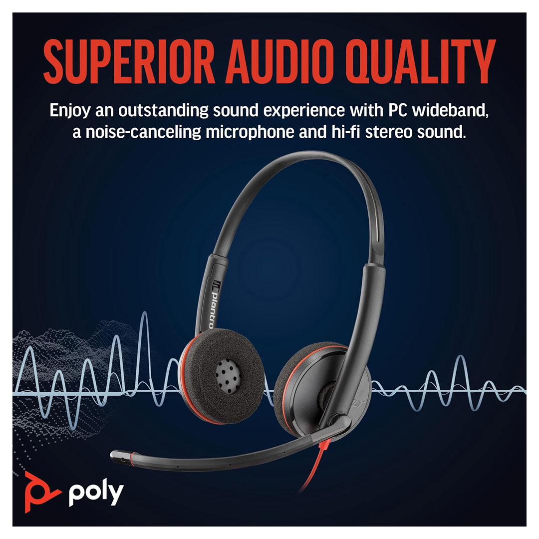 Poly Blackwire 3220 Wired Headset (Plantronics) - Noise-Canceling Stereo USB-C/USB-A Headset Price in Jordan Poly Blackwire 3220 Wired Headset (Plantronics) - Noise-Canceling Stereo USB-C/USB-A Headset - Buy Online in Jordan | OfficeJo