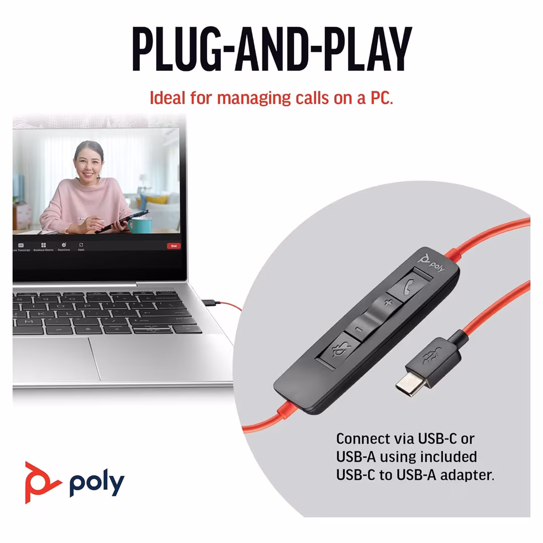 Poly Blackwire 3220 Wired Headset (Plantronics) - Noise-Canceling Stereo USB-C/USB-A Headset Price in Jordan Poly Blackwire 3220 Wired Headset (Plantronics) - Noise-Canceling Stereo USB-C/USB-A Headset - Buy Online in Jordan | OfficeJo