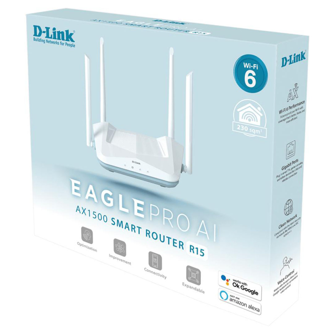 D-Link R15 AX1500 Smart Router – Wi-Fi 6, Dual-Band, Mesh Capable Price in Jordan D-Link R15 AX1500 Smart Router – Wi-Fi 6, Dual-Band, Mesh Capable - Buy Online in Jordan | OfficeJo