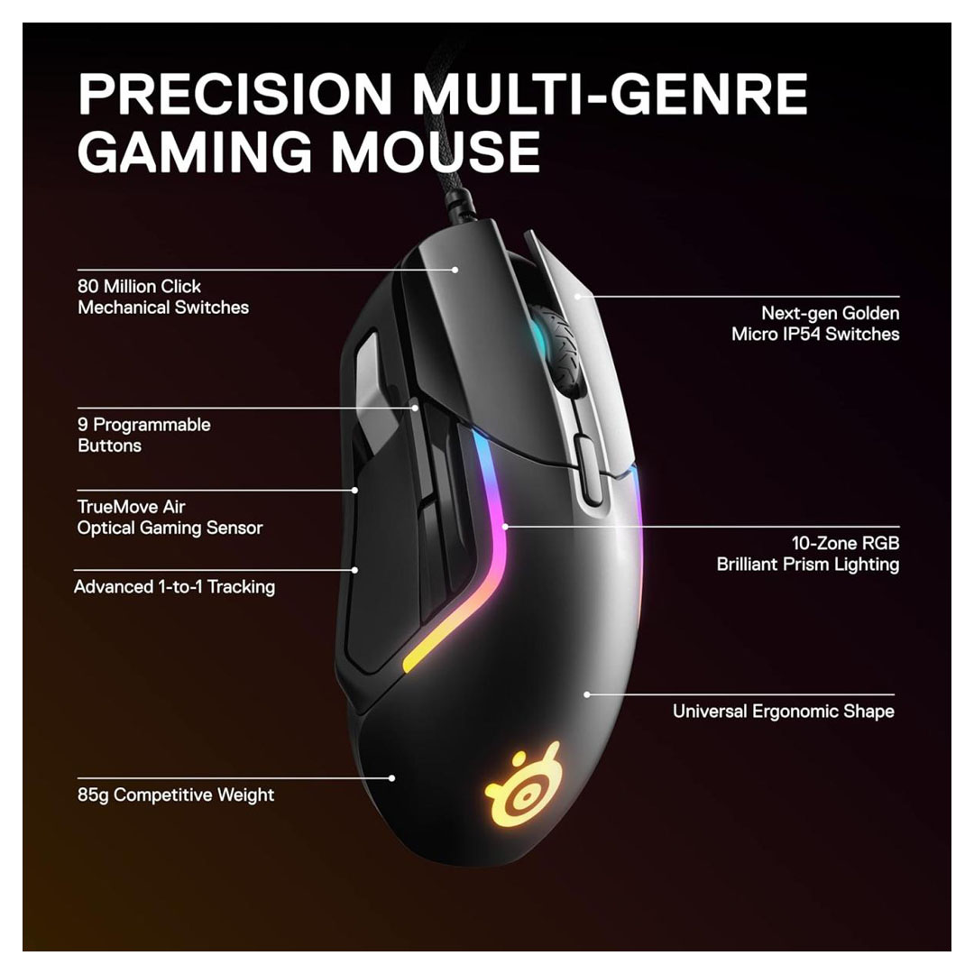 SteelSeries Rival 5 Wired Gaming Mouse – 18000 CPI, RGB Lighting Price in Jordan SteelSeries Rival 5 Wired Gaming Mouse – 18000 CPI, RGB Lighting - Buy Online in Jordan | OfficeJo