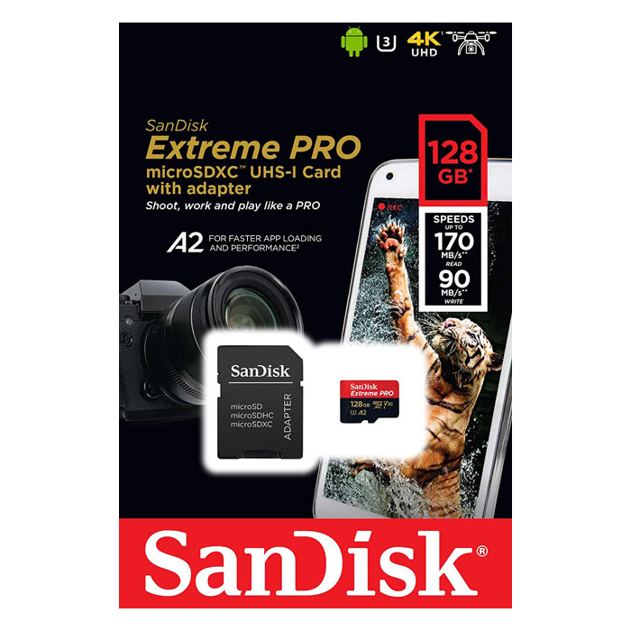 SanDisk Extreme Pro MicroSDXC UHS-I U3 A2 V30 128GB + Adapter Price in Jordan SanDisk Extreme Pro MicroSDXC UHS-I U3 A2 V30 128GB + Adapter - Buy Online in Jordan | OfficeJo