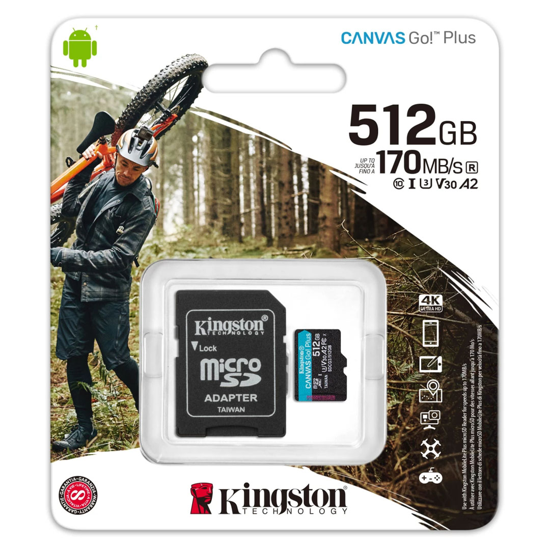 Kingston 512GB microSDXC Canvas Go Plus: High-Speed Memory Card | Up to 170MB/s Read Price in Jordan Kingston 512GB microSDXC Canvas Go Plus: High-Speed Memory Card | Up to 170MB/s Read - Buy Online in Jordan | OfficeJo