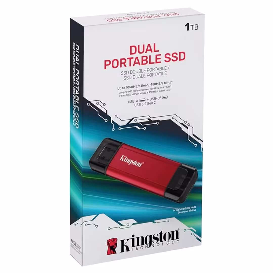 Kingston 1TB Dual USB-A & USB-C Portable SSD USB 3.2 Gen 2 1050MB/s Price in Jordan Kingston 1TB Dual USB-A & USB-C Portable SSD USB 3.2 Gen 2 1050MB/s - Buy Online in Jordan | OfficeJo