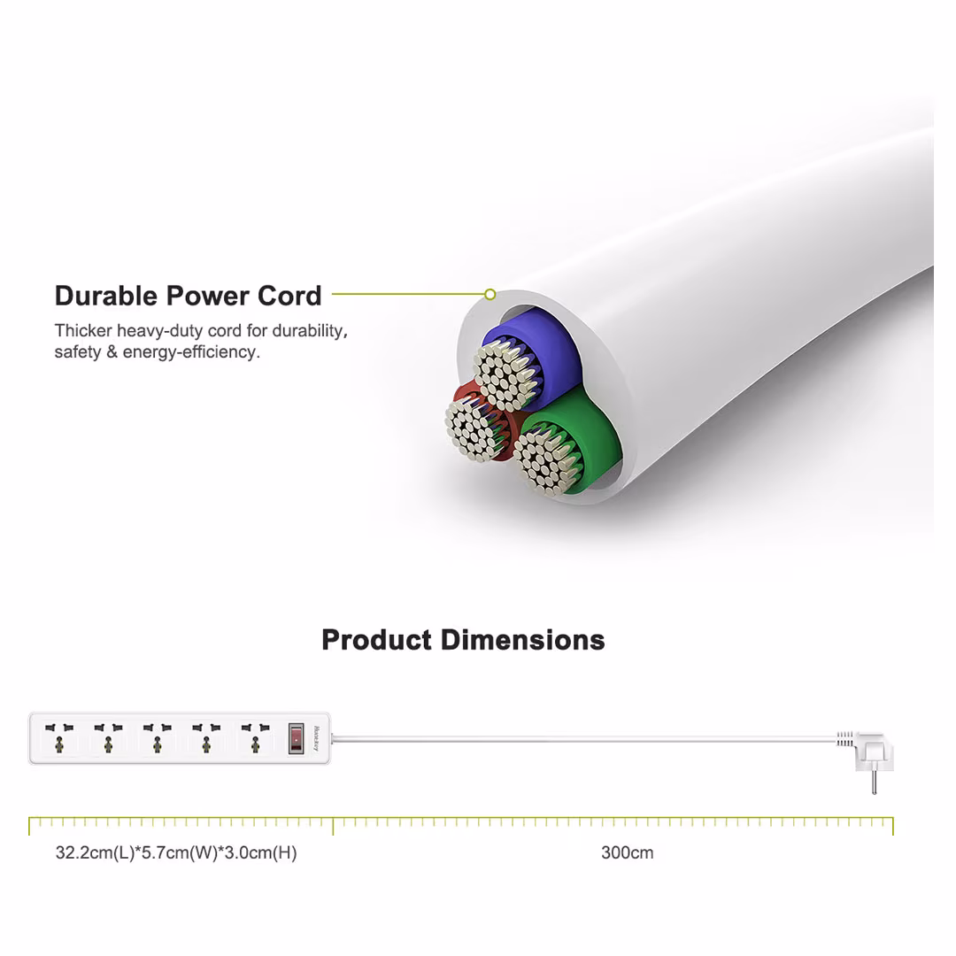 HuntKey Power Strip 5 Sokets 3 Meter (SSZ501) Price in Jordan HuntKey Power Strip 5 Sokets 3 Meter (SSZ501) - Buy Online in Jordan | OfficeJo