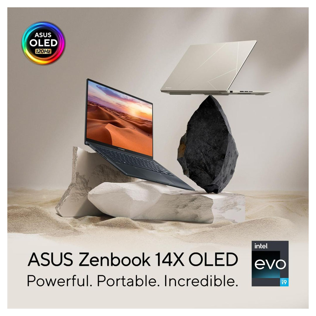 ASUS Zenbook 14X OLED Laptop - Intel Evo Core i9-13900H, 14 Cores, 16GB LPDDR5, 14.5" 2.8K 120Hz VESA Certified Display HDR, Windows 11 Home, Sandstone Beige Price in Jordan ASUS Zenbook 14X OLED Laptop - Intel Evo Core i9-13900H, 14 Cores, 16GB LPDDR5, 14.5" 2.8K 120Hz VESA Certified Display HDR, Windows 11 Home, Sandstone Beige - Buy Online in Jordan | OfficeJo