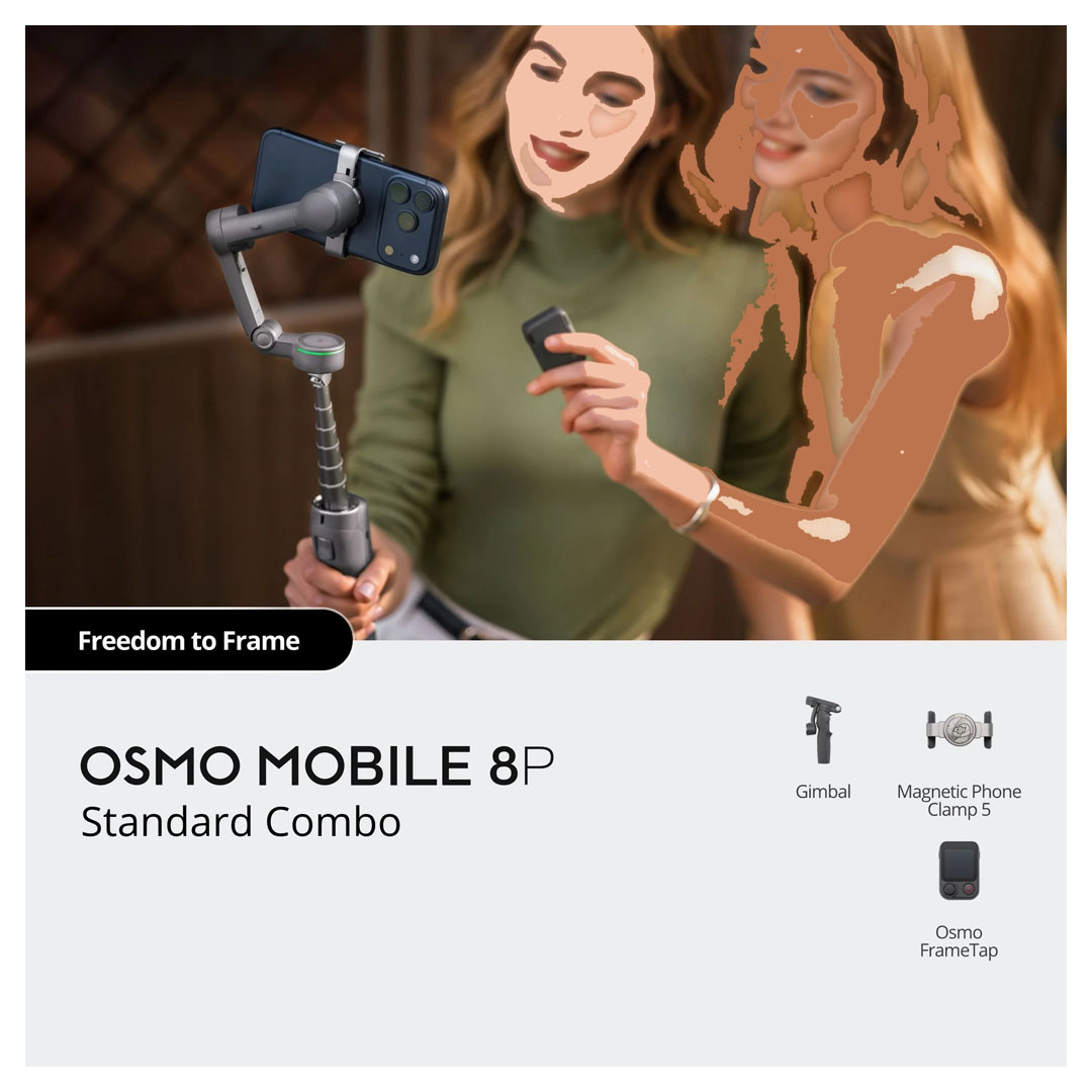 DJI Osmo Mobile 8P Advanced Tracking Combo 3-Axis Smartphone Gimbal Stabilizer with Multifunctional Module 2, Osmo FrameTap Remote, ActiveTrack 8.0, AI Subject Tracking, Built-in Extension Rod Price in Jordan DJI Osmo Mobile 8P Advanced Tracking Combo 3-Axis Smartphone Gimbal Stabilizer with Multifunctional Module 2, Osmo FrameTap Remote, ActiveTrack 8.0, AI Subject Tracking, Built-in Extension Rod - Buy Online in Jordan | OfficeJo