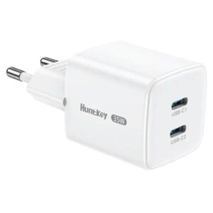 Huntkey G35 Pro GaN Fast Wall Charger – 35W, Dual USB-C, Compact Design - Buy Online in Jordan | OfficeJo