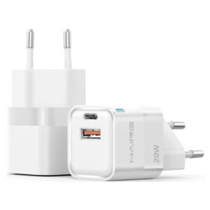 HAING HI-A123 2-Port GaN Fast Charger – USB-A & USB-C, 20W, EU Plug - Buy Online in Jordan | OfficeJo