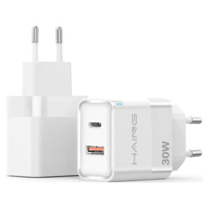 HAING 2-Port USB GaN Fast Charger EU – 30W, Type-C PPS, USB-A, 100-240V - Buy Online in Jordan | OfficeJo