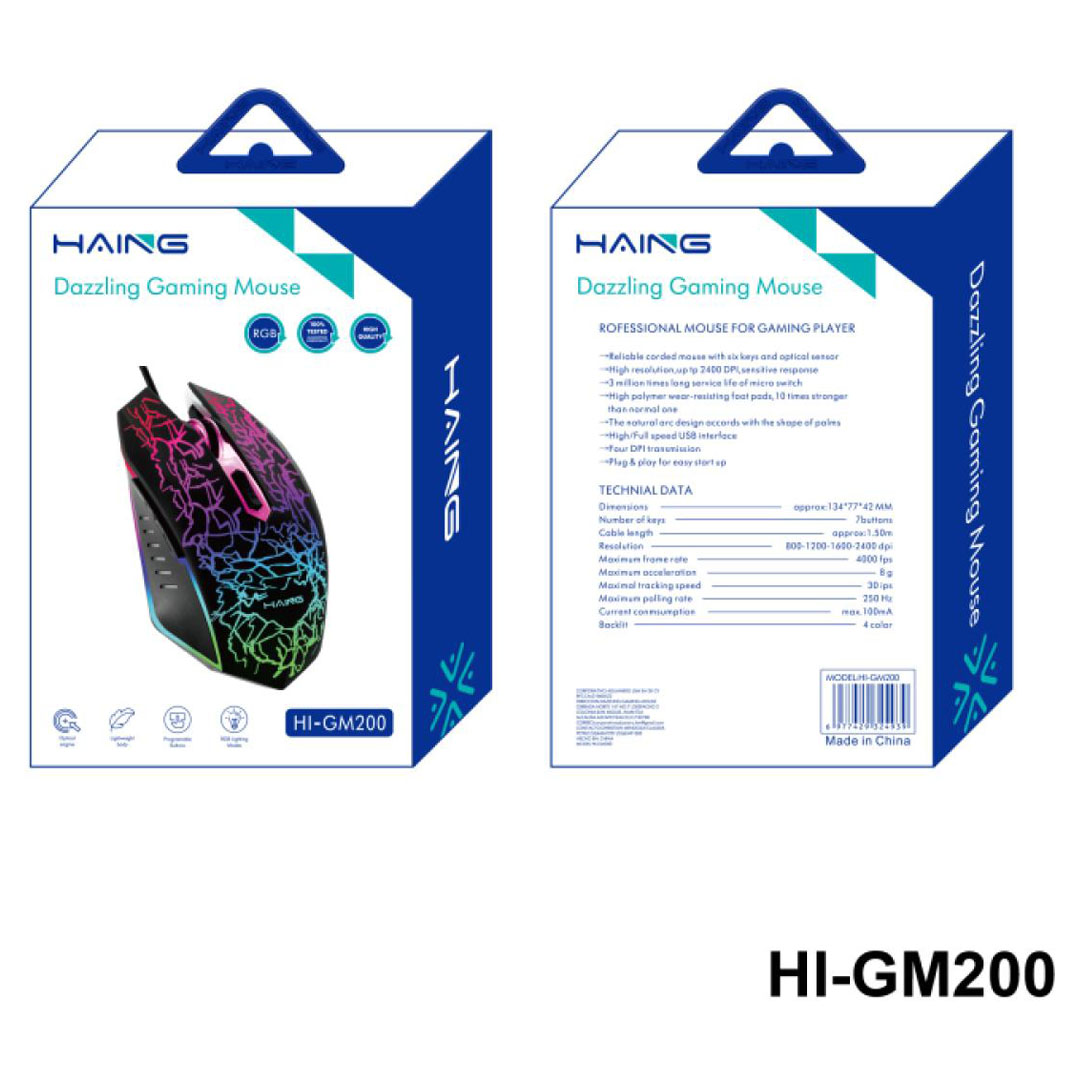 HAING HI-GM200 RGB USB Wired Gaming Mouse – 2400 DPI, 6 Buttons, Plug & Play Price in Jordan HAING HI-GM200 RGB USB Wired Gaming Mouse – 2400 DPI, 6 Buttons, Plug & Play - Buy Online in Jordan | OfficeJo