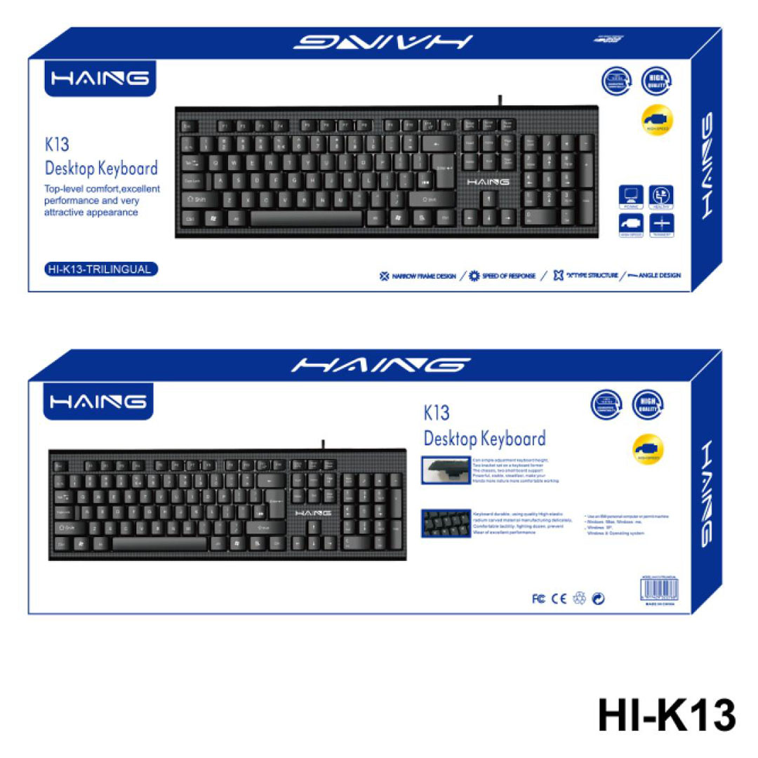 HAING HI-K13 Wired USB Keyboard – Dual Arabic & English, Laser-Engraved Keys, Plug-and-Play Price in Jordan HAING HI-K13 Wired USB Keyboard – Dual Arabic & English, Laser-Engraved Keys, Plug-and-Play - Buy Online in Jordan | OfficeJo
