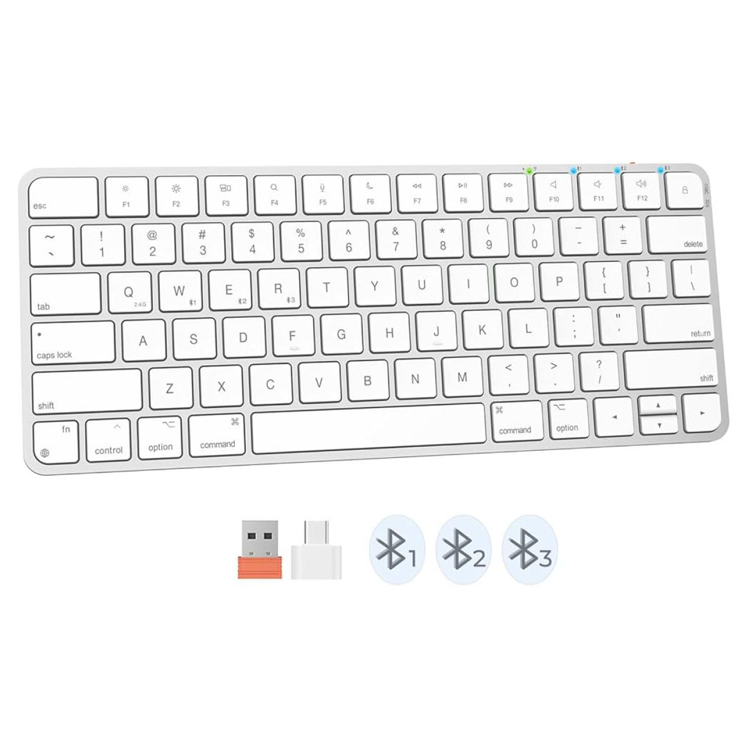 Meetion K210 iKey Ultra-Thin Wireless Keyboard – 2.4G & Bluetooth, 78 Keys, Silent Scissor, Multi-OS Price in Jordan Meetion K210 iKey Ultra-Thin Wireless Keyboard – 2.4G & Bluetooth, 78 Keys, Silent Scissor, Multi-OS - Buy Online in Jordan | OfficeJo