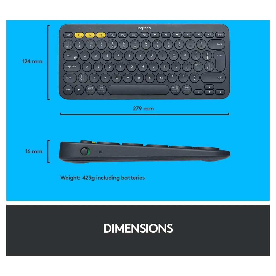 Logitech K380 Multi-Device Bluetooth Keyboard – Compact, Wireless, Connect 3 Devices Price in Jordan Logitech K380 Multi-Device Bluetooth Keyboard – Compact, Wireless, Connect 3 Devices - Buy Online in Jordan | OfficeJo