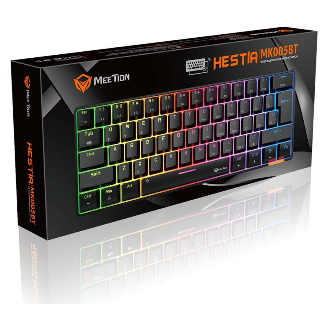 Meetion Hestia MK005BT 60% Mechanical Gaming Keyboard – RGB, Dual Mode Bluetooth/Wired, 61/62 Keys Price in Jordan Meetion Hestia MK005BT 60% Mechanical Gaming Keyboard – RGB, Dual Mode Bluetooth/Wired, 61/62 Keys - Buy Online in Jordan | OfficeJo